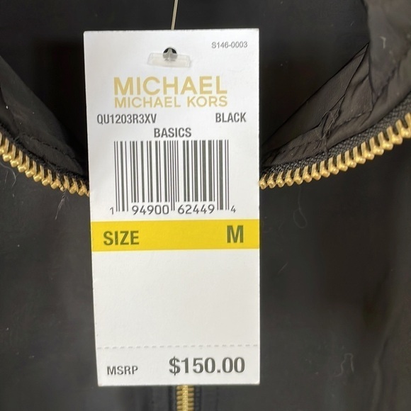 Brand New Michael Kors Black Zippered Lightweight Windbreaker Hooded Jacket - Picture 6 of 10